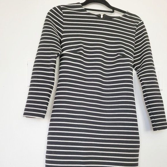 Dynamite Bodycon Striped Long Sleeve Dress B&W - Picture 5 of 6
